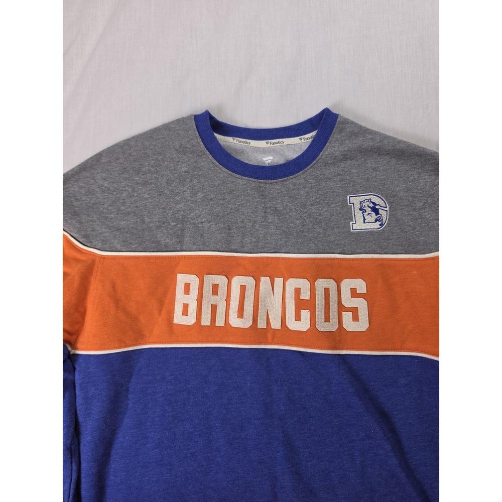 Denver Broncos Sweatshirt Mens Large Blue NFL Fanatics Crewneck 3224